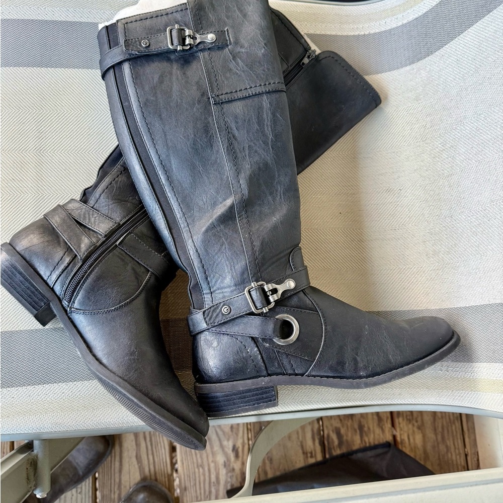 G by Guess Black Combat & Moto Boots